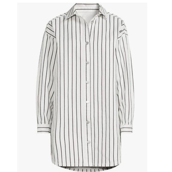 Scoop Women's Oversized Striped Denim Shirt Dress - Picture 5 of 6